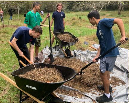 students digging